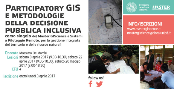 Participatory GIS e metodologie della decisione pubblica inclusiva (CORSO SINGOLO)
