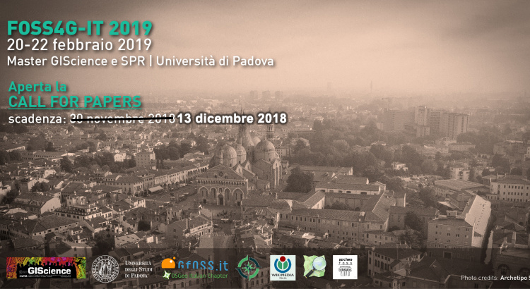 Aperta la Call for Papers al FOSS4G-IT 2019